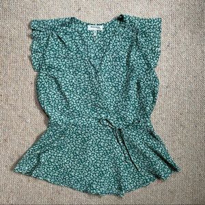 Monteau Faux Wrap Peplum Floral Blouse